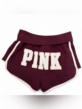 PINK Victoria's Secret Maroon Shorts with Cream Trim